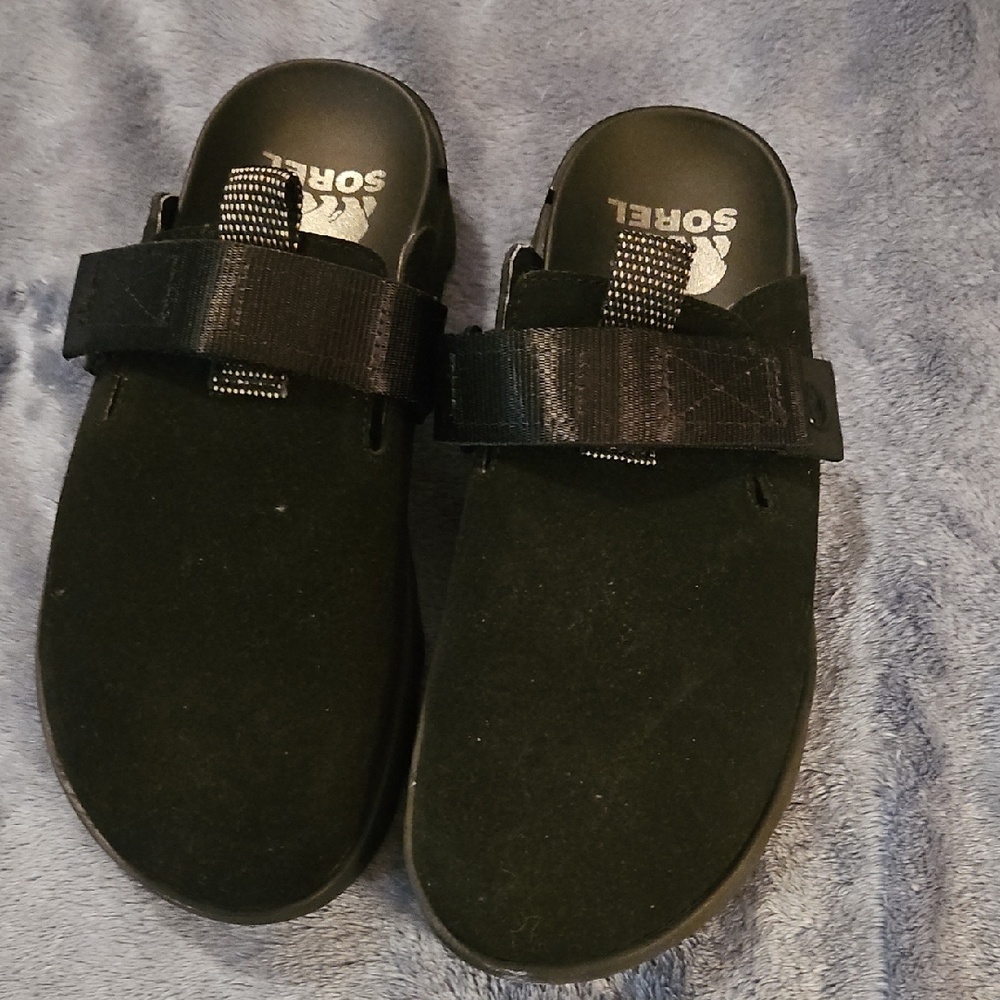 Sorel Black Suede Slip-On Shoes